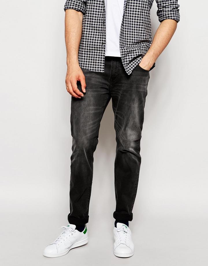 Asos Stretch Slim Jeans In Washed Black - Washed Black