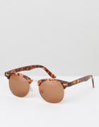 Asos Design Retro Sunglasses In Tort - Brown