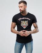 Good For Nothing Muscle T-shirt In Black With Embroidered Tiger - Black