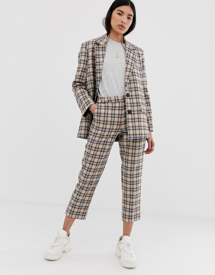 Asos Design Slim Suit Pants In Light Based Check - Multi