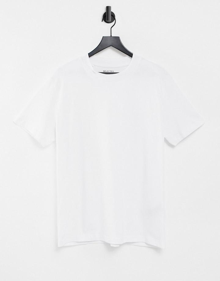 Selected Homme Relaxed T-shirt In Heavy Cotton White