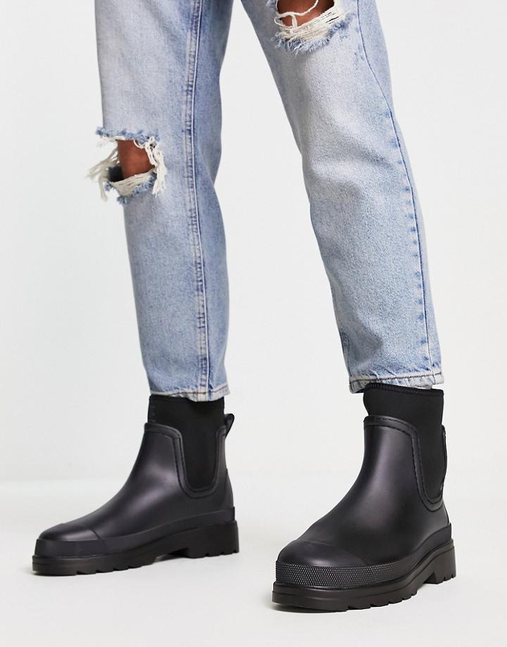Asos Design Wellington Boot With Scuba Detail In Black