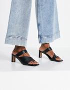 & Other Stories Leather Heeled Sandals With Toe Post In Black