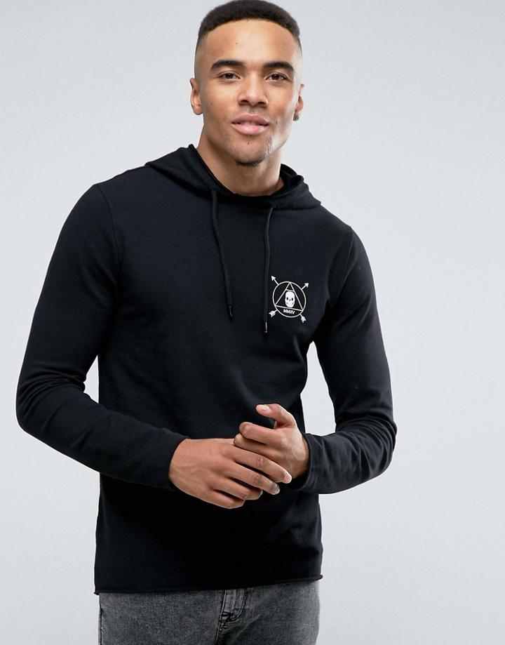 Asos Muscle Hoodie With Skull Print - Black
