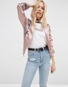 Asos Ultimate Embellished Satin Bomber - Pink