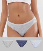 Green Treat 3 Pack Knickers In Denim Blue And Gray - Multi