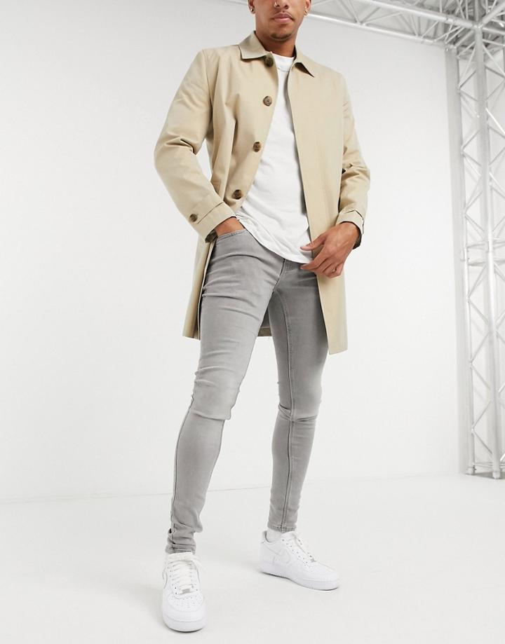 French Connection Super Skinny Stretch Jeans In Gray Wash-black