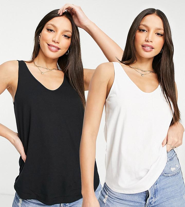 Asos Design Tall 2-pack Ultimate Tank Tops With Scoop Neck In Organic Cotton - Save-multi