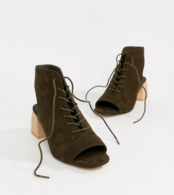 Asos Design Rascal Wide Fit Lace Up Shoe Boots - Green