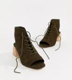 Asos Design Rascal Wide Fit Lace Up Shoe Boots - Green