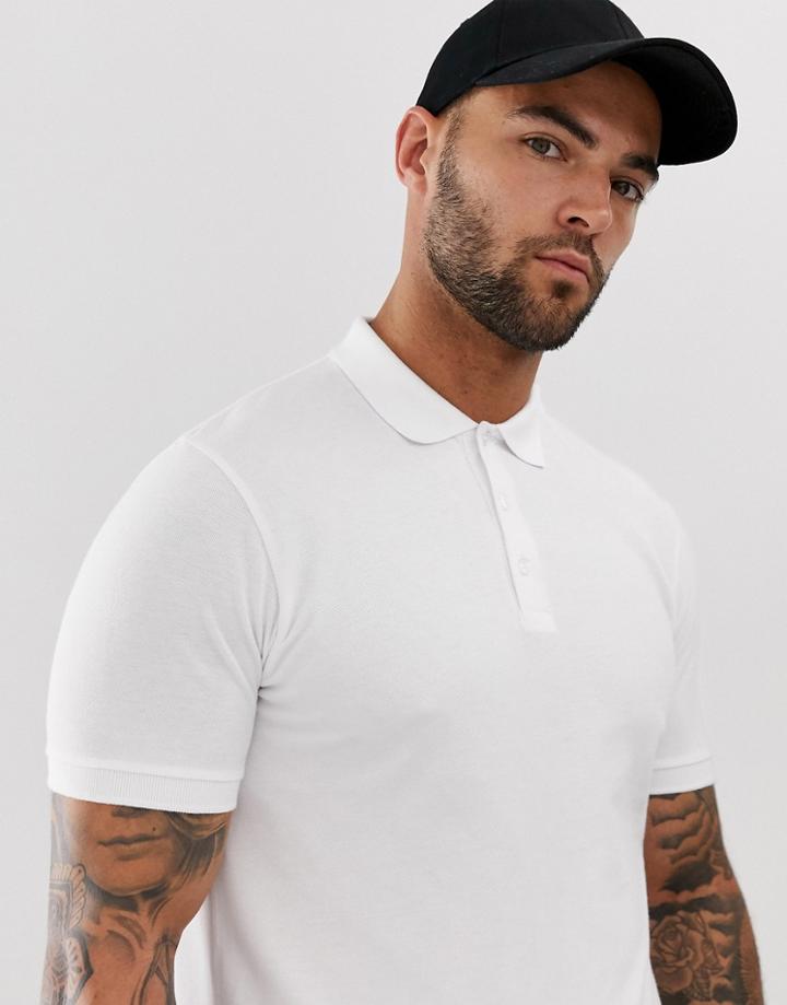 Asos Design Pique Polo In White