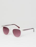 Komono Violet Square Sunglasses In Clear With Pink Gradient Lens - Clear