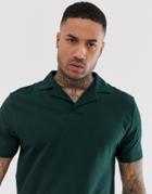 Asos Design Organic Polo With Revere Collar In Green