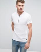 Brave Soul Muscle Fit Zip Polo - White