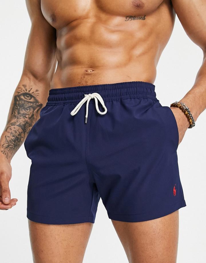 Polo Ralph Lauren Traveler Icon Logo Mid Swim Shorts In Navy