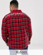 Good For Nothing Oversized Check Shirt In Red With Back Logo - Red