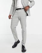 Topman Skinny Suit Pants In Gray And Lime Check