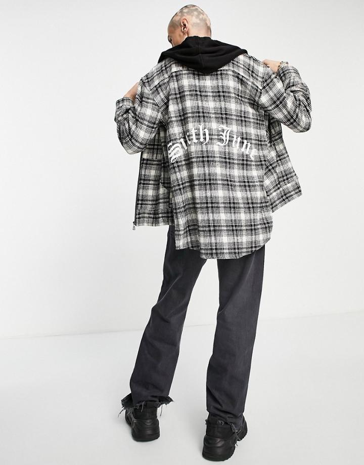 Sixth June Check Hooded Shirt In Black