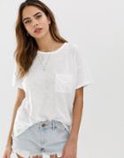 Abercrombie & Fitch Deep Scoop Pocket T-shirt - White