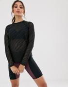 Asos 4505 Long Sleeve Top In Sheer Zebra In Loose Fit-black