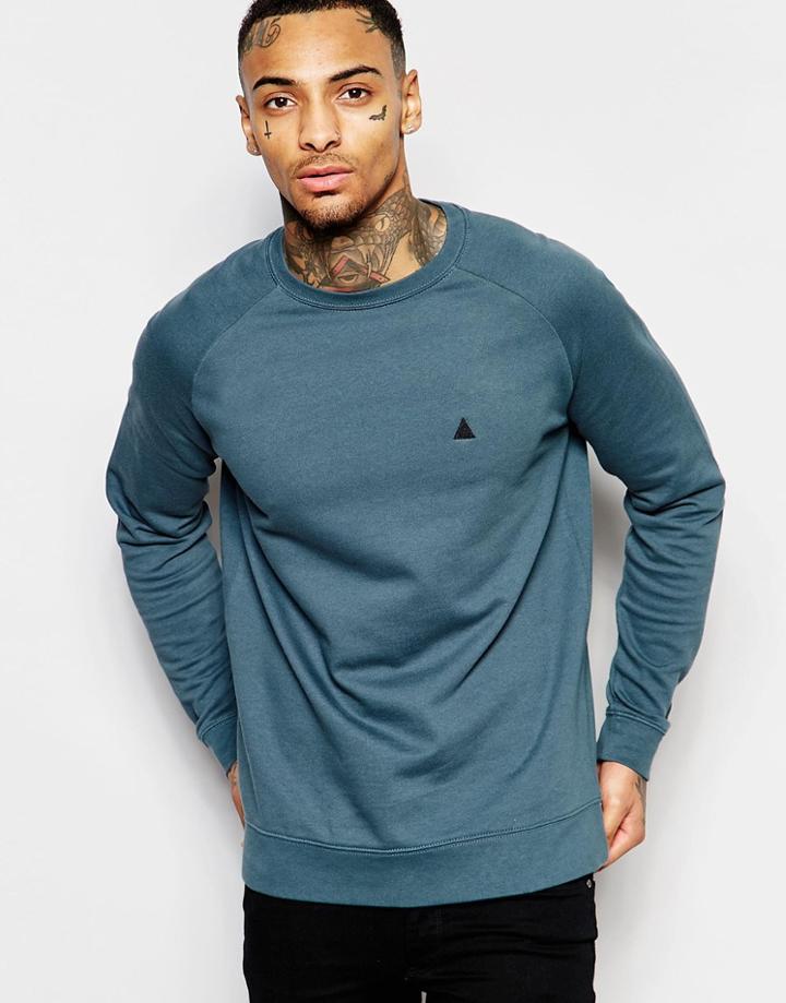 Asos Sweatshirt With Embroidery In Slate - Dark Slate