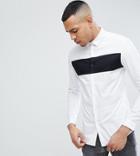 Asos Tall Skinny Cut And Sew Panel Shirt - White