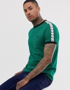 Fred Perry Sport Graphic Taped Ringer T-shirt In Green - Green