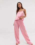 Asos Design Satin Mix & Match Pants-pink