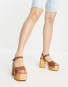 Topshop Warner Two Park Heeled Clog In Brown
