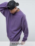 Reclaimed Vintage Inspired Oversized Sweatshirt In Purple Overdye - Purple