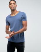 Asos T-shirt With Scoop Neck In Blue - Blue