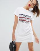 Missguided New York Slogan T-shirt Dress - White