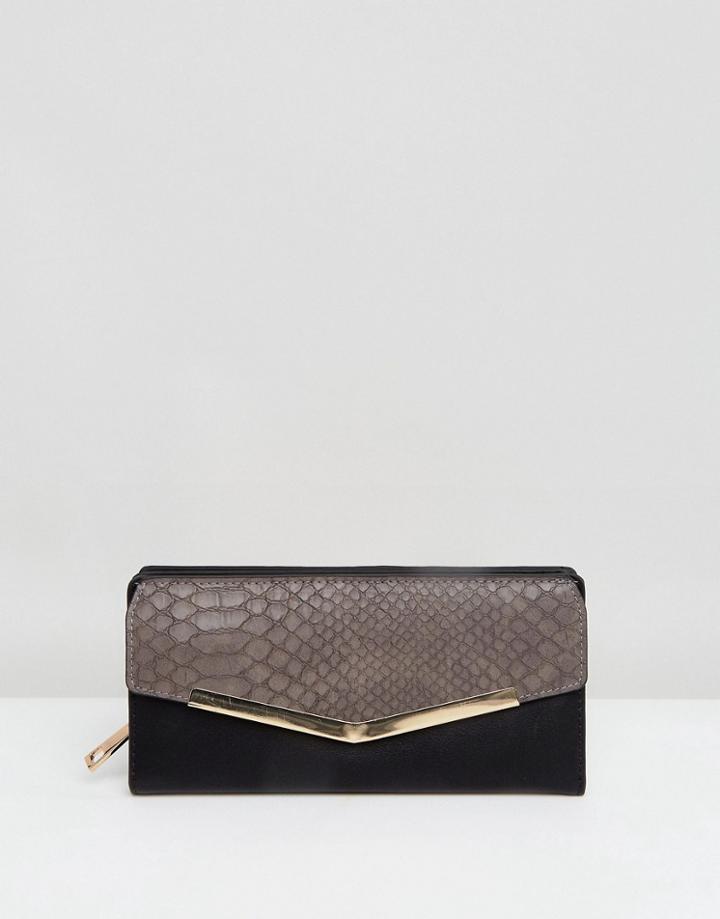 New Look Sleek Front Zip Purse - Black