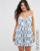 Asos Curve Button Front Tie Dye Beach Dress - Multi
