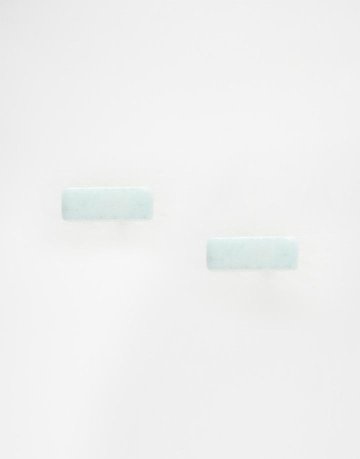 Orelia Semi Precious Rectangle Stud Earrings - Pale Gold