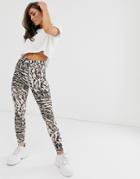 Asos Design Legging In Gray Tiger Print - Multi