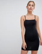 Miss Selfridge Bodycon Dress With Square Neck In Black - Red