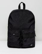 Asos Backpack In Black Textured Finish With Front Pocket Detail - Black