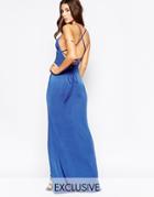 Naanaa Wrap Front Maxi Dress With Strappy Back - Cobalt