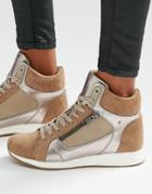 Aldo Metaliic Detail High Top Sneakers - Beige