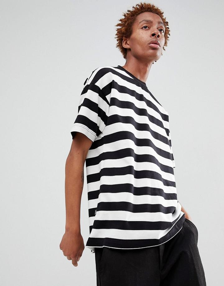 Fairplay Stripe T-shirt In Black And White - White