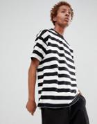 Fairplay Stripe T-shirt In Black And White - White