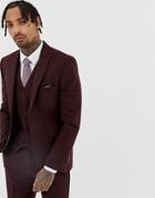 Harry Brown Burgundy Slim Fit Donnegal Suit Jacket - Red