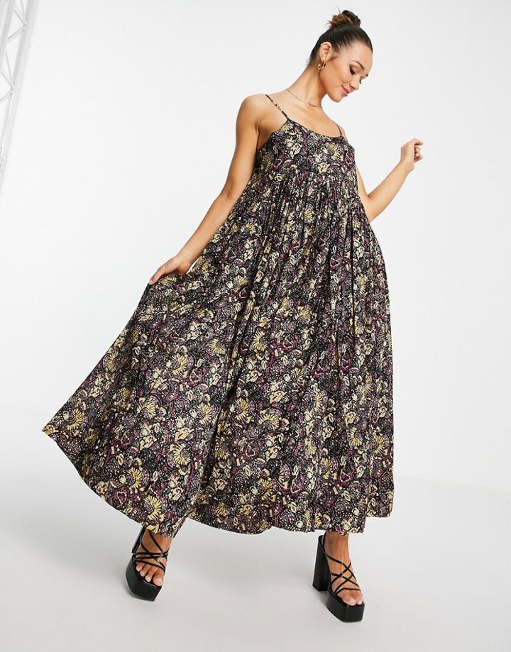 Whistles Carmen Batik Print Maxi Dress In Multi-brown