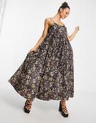 Whistles Carmen Batik Print Maxi Dress In Multi-brown