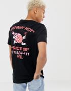 Asos Design T-shirt With Flaming Dice Print - Black