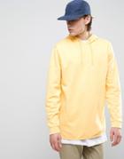 Asos Longline Hoodie With Curved Hem In Yellow - Yellow