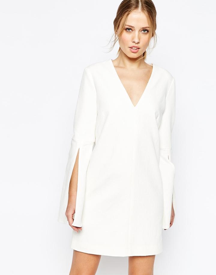 C/meo Collective Small Things Dress With Split Sleeves In White - Ivory