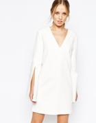 C/meo Collective Small Things Dress With Split Sleeves In White - Ivory
