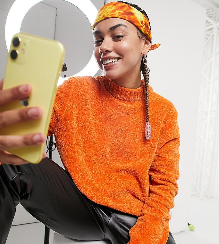 Collusion Oversized Chenille Sweater In Orange-red